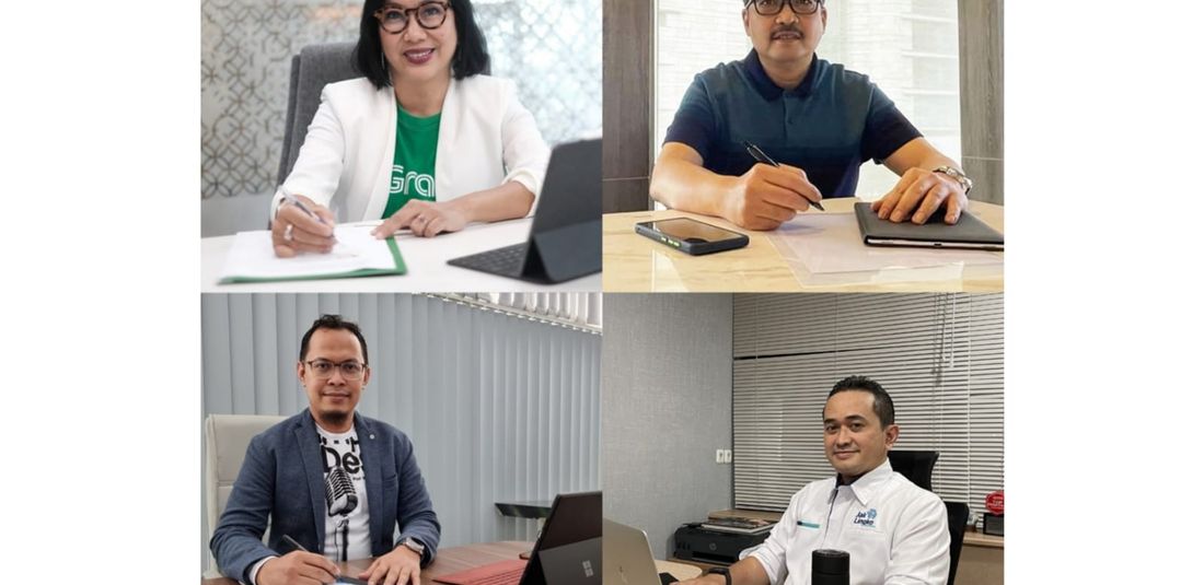 Country Managing Director Grab Indonesia Neneng Goenadi, Direktur PT. Jatelindo Perkasa Abadi Indonesia Muhammad Lutfi Bakrie, dan Direktur Utama PT. Aino Indonesia Hastono Bayu Trisnanto menandatangani MoU, yang disaksikan oleh Direktur Utama PT. JakLingko Indonesia Muhamad Kamaluddin, untuk mengembangkan layanan transportasi umum terintegrasi di Jabodetabek 