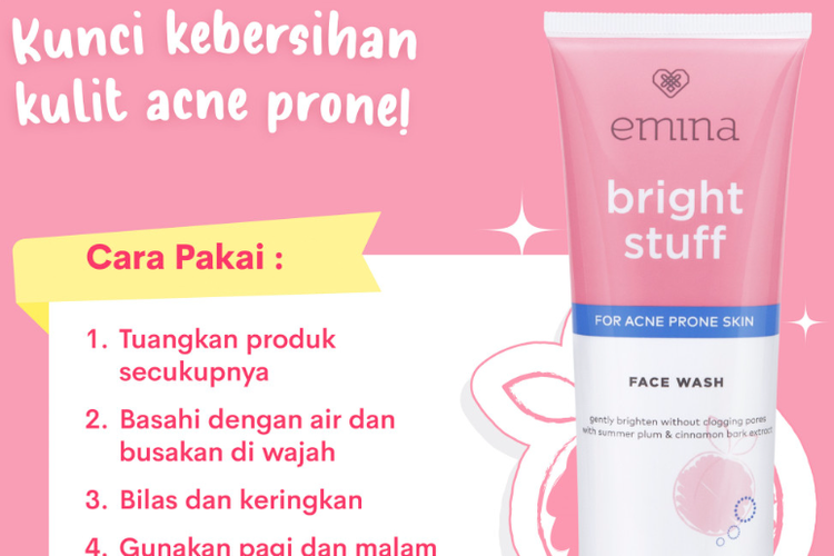 Emina Bright Stuff for Acne Prone Skin Face Wash,rekomendasi brand skincare lokal murah