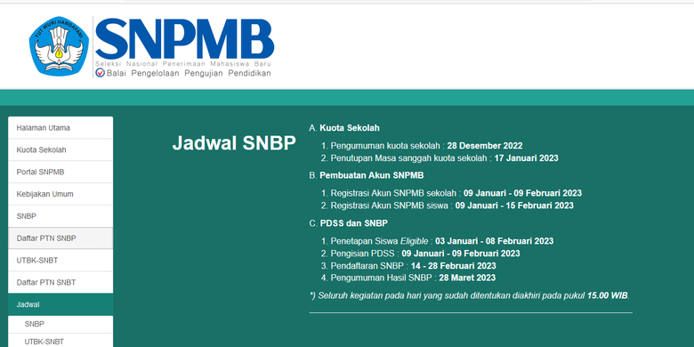 Jadwal SNBP