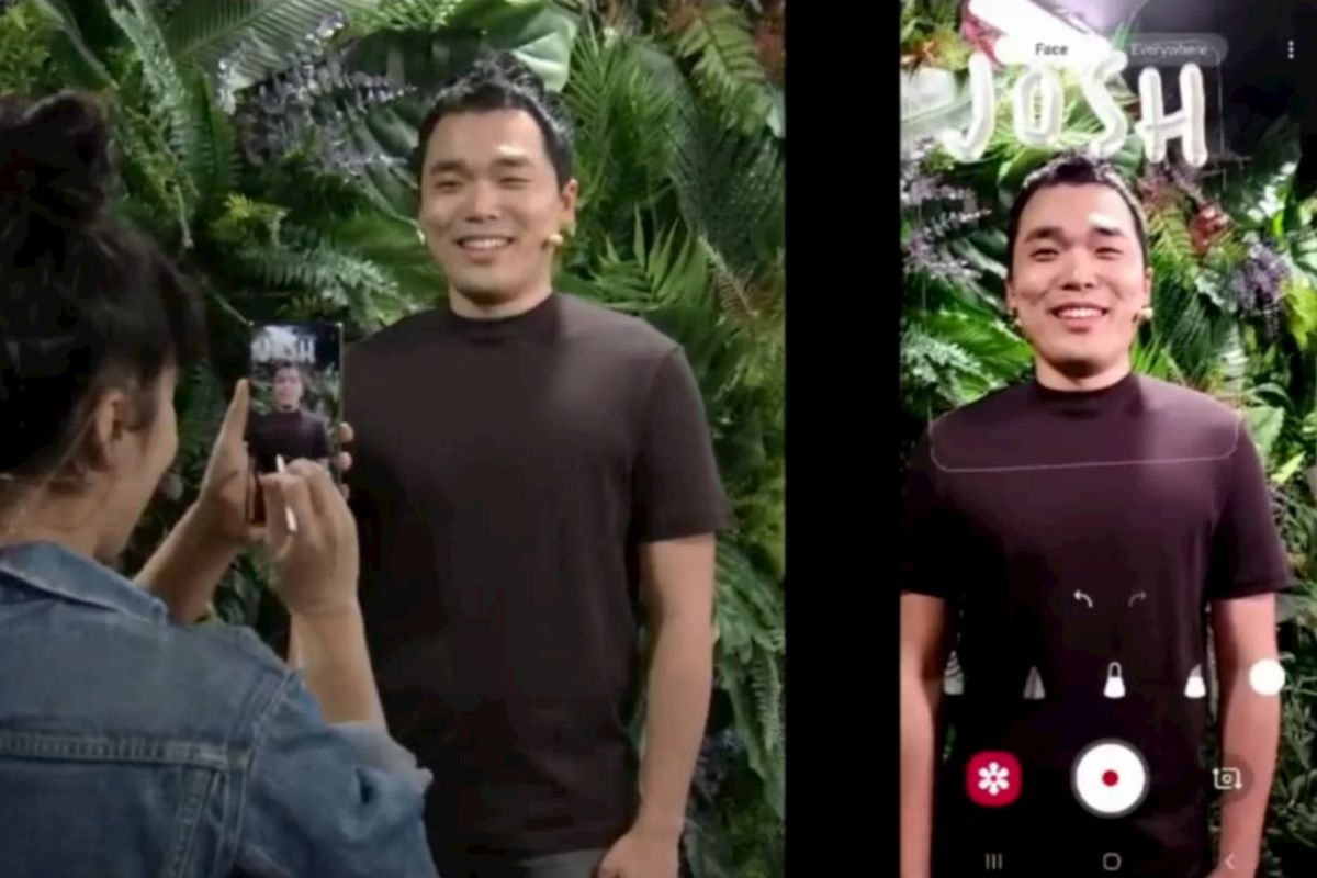 AR Doodle di Galaxy Note 10 mampu mengenali wajah pengguna di tangkapan video. Aneka coretan pun akan mengikuti gerakan wajah, termasuk ketika menoleh serta bergerak mendekat atau menjauh. 