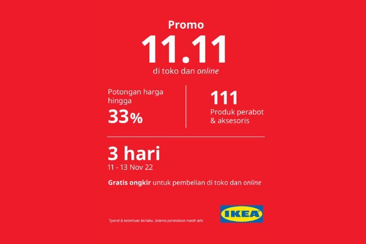 Promo 11.11, IKEA beri potongan harga hingga 33 persen untuk 111 produk menarik
