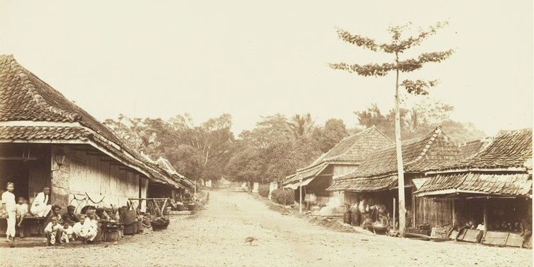 Salah satu ruas jalan di Kota Cianjur sebelum 1880. 