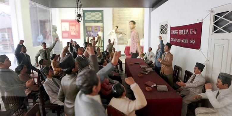 Diorama Kongres Pemuda di Museum Sumpah Pemuda, Jalan Kramat Raya, Jakarta Pusat, Kamis (22/10/2015).