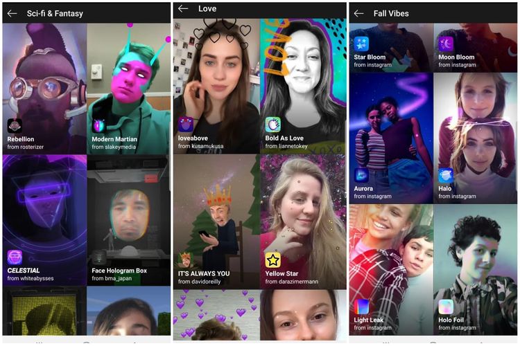 Efek Instagram yang dibuat oleh para kreator, Anda dapat menemukannya dan menggunakannya di Instagram