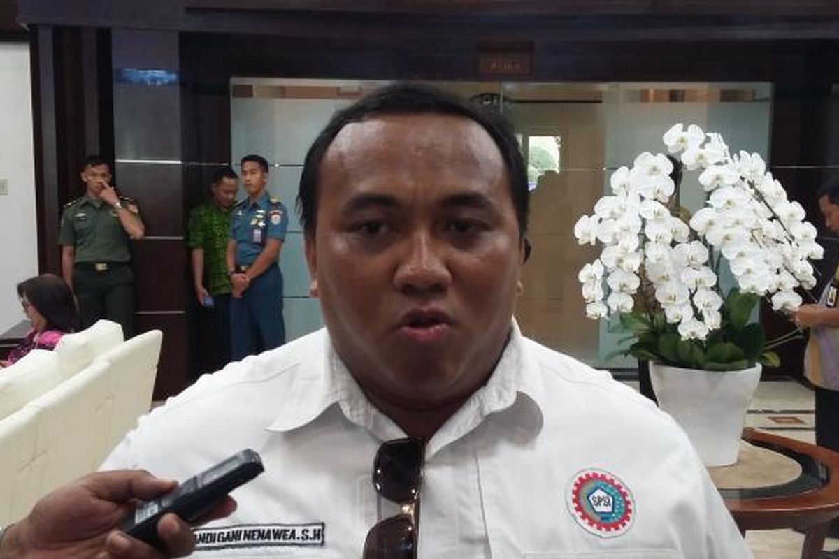Presiden KSPSI Andi Gani, saat ditemui di Kantor Kemenko Polhukam, Jakarta Pusat, Rabu (2/9/2015).