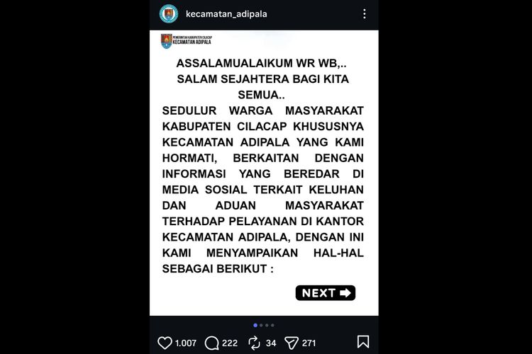 Dugaan Pelecehan Viral di Medsos, Pegawai Kecamatan Adipala Cilacap Diperiksa
