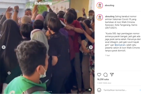 Viral, Video Berebut Nomor Antrean Vaksin Timbulkan Kerumunan di Tangerang, Ini Ceritanya