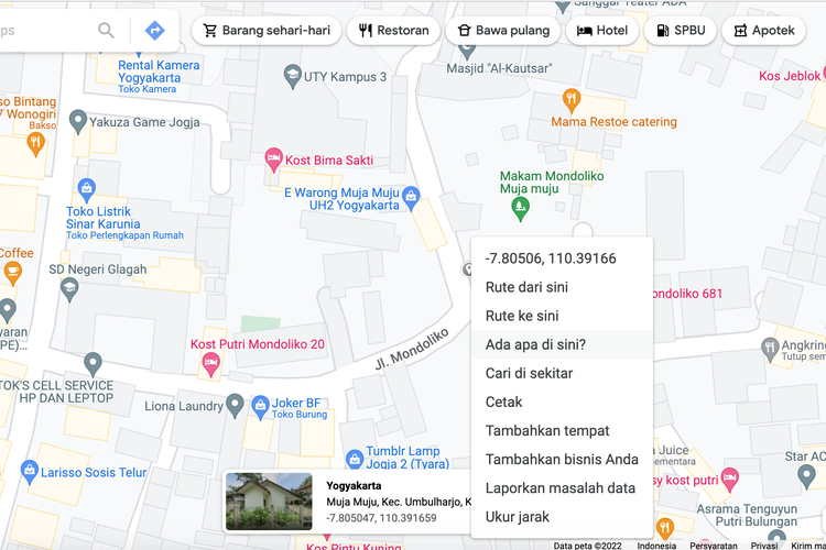 Ilustrasi cara menemukan titik koordinat di Google Maps untuk isi data PPDB Online