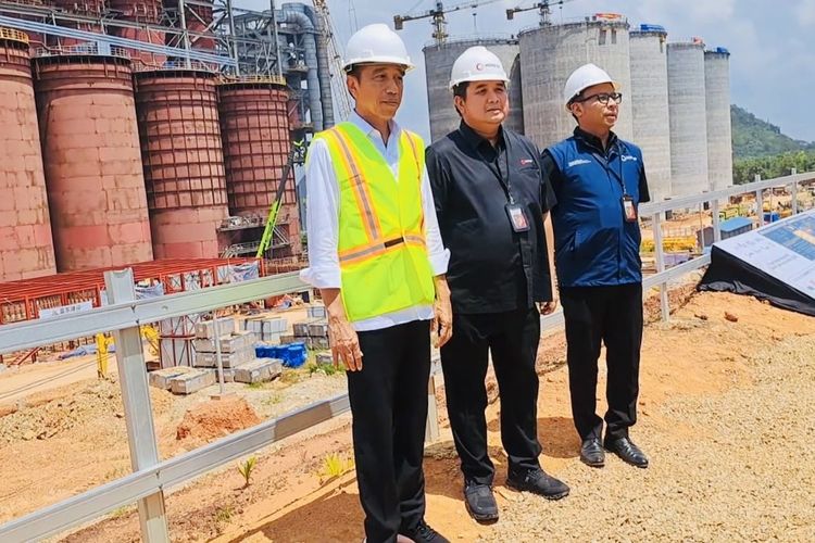 Presiden Joko Widodo meninjau pembangunan Smelter Grade Alumina Refinery (SGAR) PT Borneo Alumina Indonesia (BAI) di Kabupaten Mempawah, Kalimantan Barat (Kalbar) Rabu (20/3/2024). 