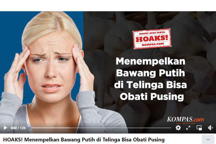 Hoaks! Informasi yang menyebutkan bahwa menempelkan bawang putih di telinga bisa mengobati pusing.