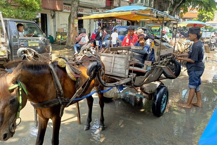 Banjir di Jalur Dayeuhkolot Bandung, Pengendara Motor Terpaksa Sewa Delman untuk Melintas