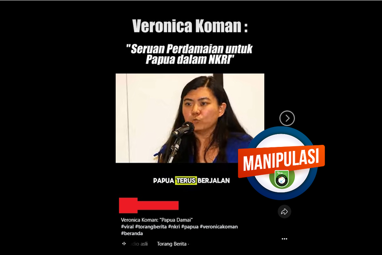 Tangkapan layar Facebook video yang yang diklaim menampilkan Veronica Koman memuji kinerja pemerintah di Papua. 