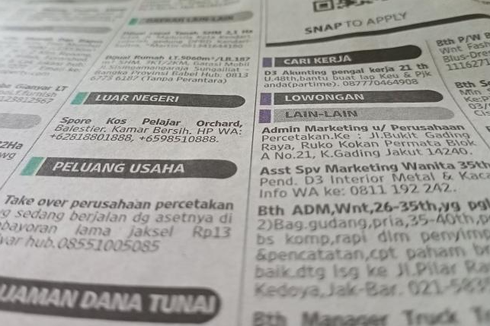 Berita Harian Contoh Iklan Baris Terbaru Hari Ini Kompas Com