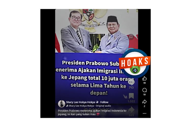 Hoaks, Prabowo Terima Tawaran Migrasi 10 Juta WNI ke Jepang