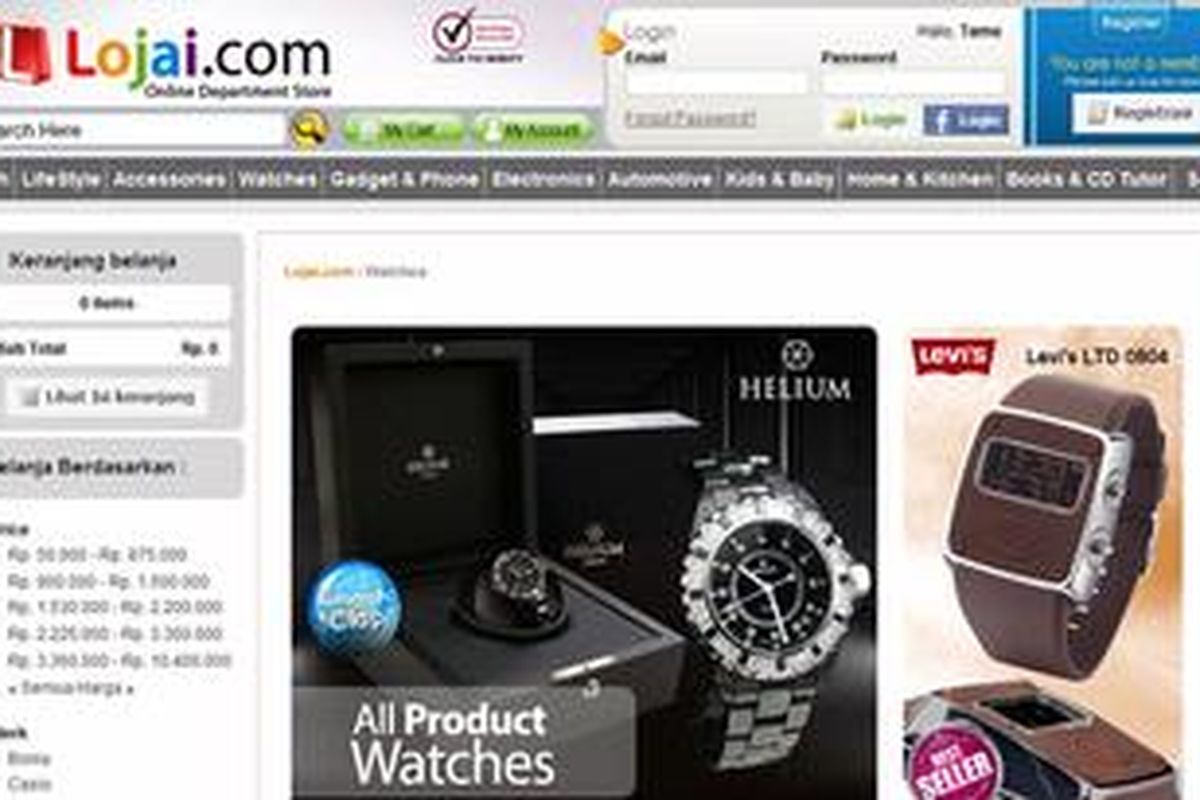 Produk jam tangan juga digemari di departement store online, Lojai.