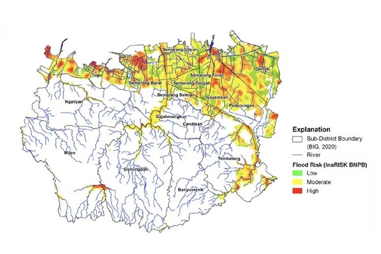 Peta kawasan rawan banjir Semarang.