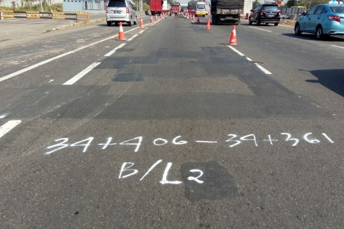 Pebaikan di Jalan Tol Jakarta-Cikampek untuk jalur ke arah Jakarta mulai Senin (3/9/2018) sampai Sabtu (8/9/2018).