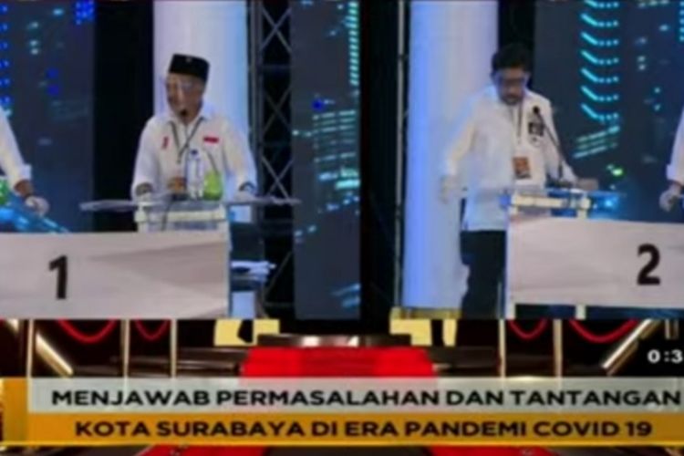 Debat publik putaran pertama Pilkada Surabaya, Rabu (4/11/2020) malam.
