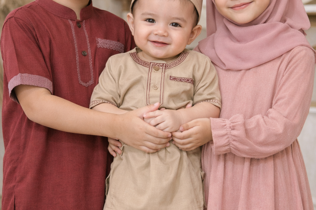 Baju Lebaran 2026 couple anak dan bayi.
