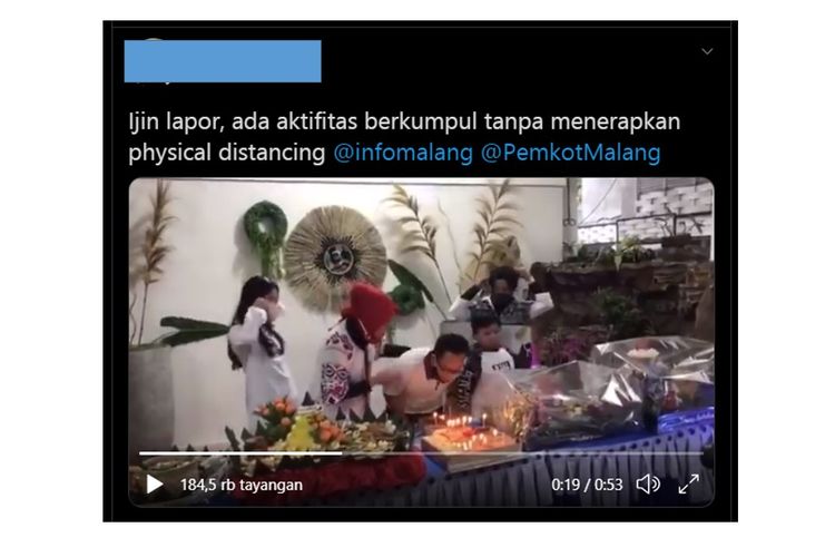 Tangkapan layar video Walikota Malang sedang merayakan ulang tahun saat PSBB