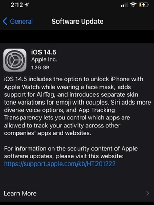 Apple rilis iOS 14.5.