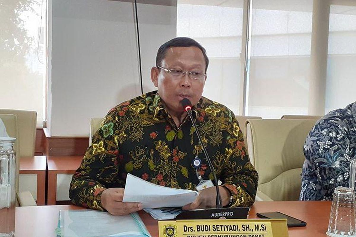 Direktur Jenderal Perhubungan Darat Kemenhub Budi Setiyadi saat mensosialisasikan mudik gratis Lebaran 2020 di Jakarta, Jumat (13/3/2020).