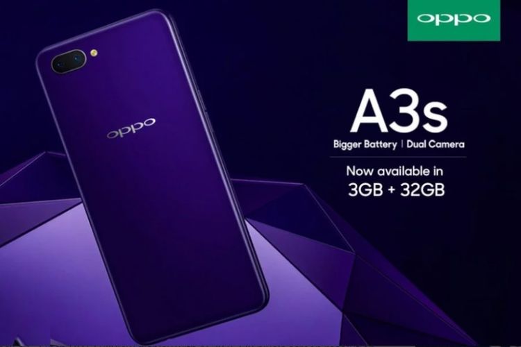 Oppo A3S hadir dengan RAM 3GB dan penyimpanan 32GB. 