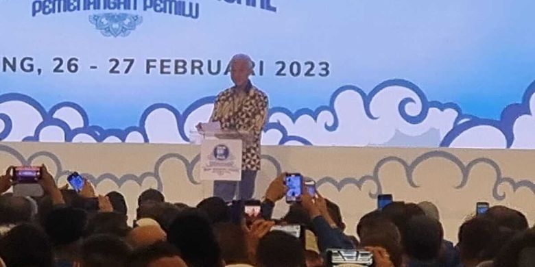 Gubernur Jateng Ganjar Pranowo menghadiri Rakornas PAN di Hotel Padma Semarang, Miinggu (26/2/2023).