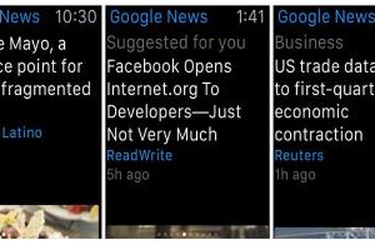 antarmuka Google News pada Watch