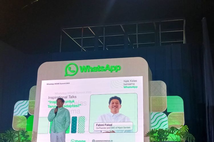 Co-founder Hijack Sandals, Fahmi Faisal, dalam WhatsApp MSME Summit 2023 ?Naik Kelas Bersama WhatsApp? Selasa (27/6/2023) di Jakarta