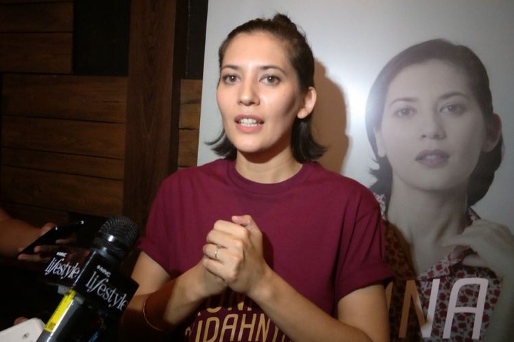 Hannah Al Rashid dalam konferensi pers film Aruna dan Lidahnya di Ecology, Kemang, Jakarta Selatan, Kamis (31/5/2018).