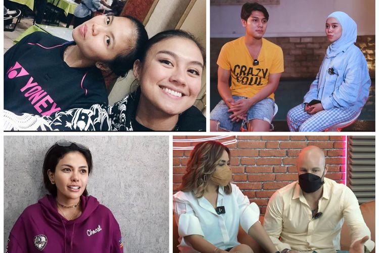 Kolase foto Agnez Mo dan Greysia Polii, Rizky Billar dan Lesti Kejora, Nikita Mirzani, serta Melaney Ricardo dan Tyson Lynch