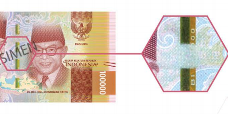 Benang pengaman rupiah pada pecahan Rp 100.000