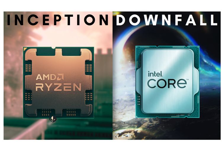 Ilustrasi AMD Inception dan Intel Downfall.