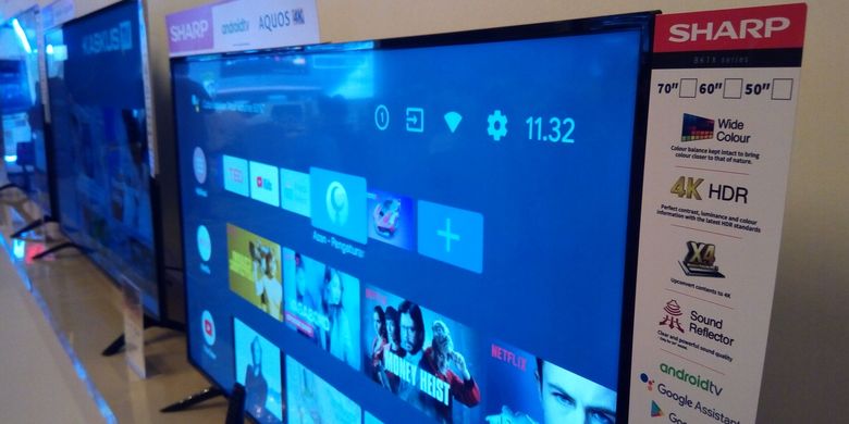 Jajaran televisi pintar Sharp Android TV dengan Google Assistant. Diluncurkan di Jakarta pada Rabu (11/12/2019), konsumen bisa memilih dua seri yakni BG (HD dan Full HD) dan BK (4K).