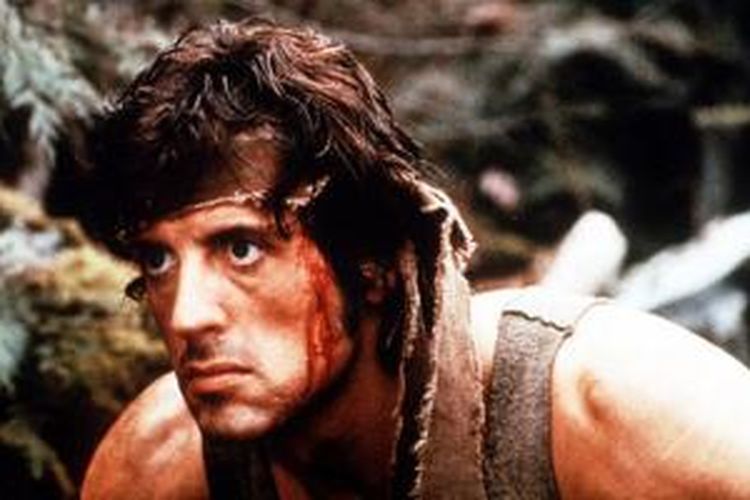 Sylvester Stallone saat membintangi Rambo: First Blood pada 1982.