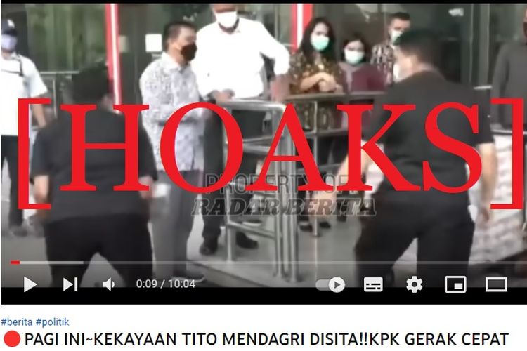 Tangkapan layar Facebook narasi yang menyebut bahwa harta Mendagri Tito Karnavian disita oleh KPK