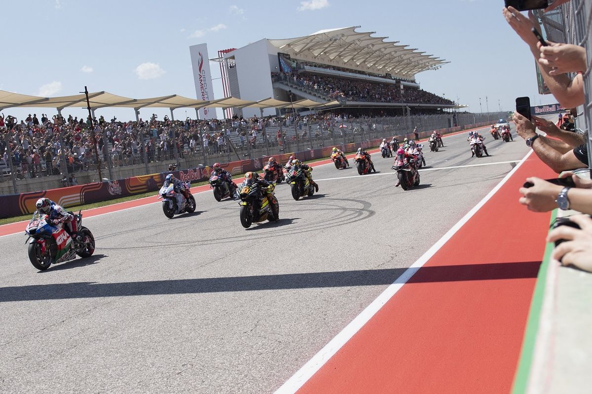 Starting grid menjelang Sprint Race MotoGP Amerika 2023 di Circuit of The Americas (COTA), Austin, Amerika Serikat, pada Minggu (16/4/2023) dini hari WIB. Selanjutnya, kejuaraan dunia MotoGP 2023 akan digelar di Sirkuit Jerez, Spanyol, pada 28-30 April.