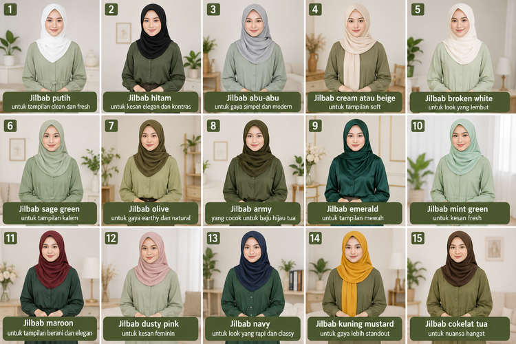 Baju Hijau Cocok dengan Jilbab Warna Apa? Ini 15 Inspirasinya