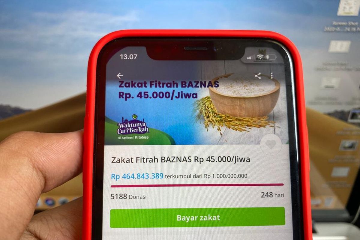 Ilustrasi cara bayar zakat fitrah secara online lewat KitaBisa