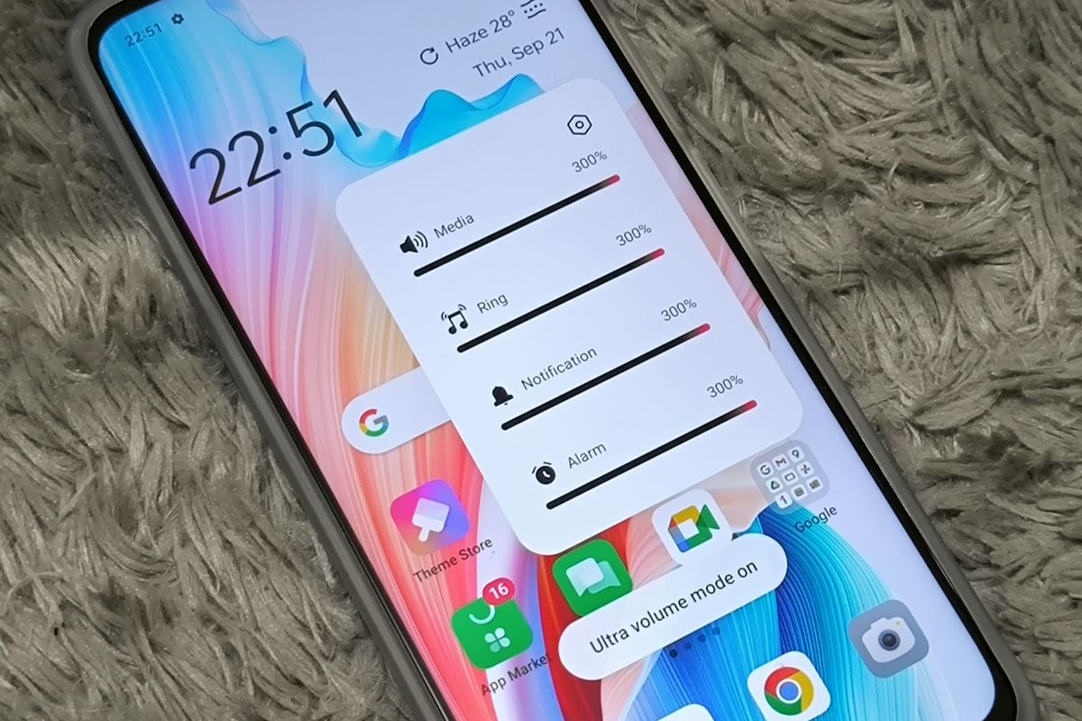 Ilustrasi fitur Ultra Volume di HP Oppo.