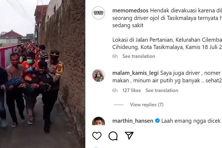 Pengemudi ojek online di Kelurahan Cilembang, Kecamatan Cihideung, Kota Tasikmalaya, Jawa Barat, tiba-tiba bangun saat hendak dimasukkan ke dalam kantong jenazah, Kamis (18/7/2024). Driver ojol tersebut awalnya diduga meninggal.