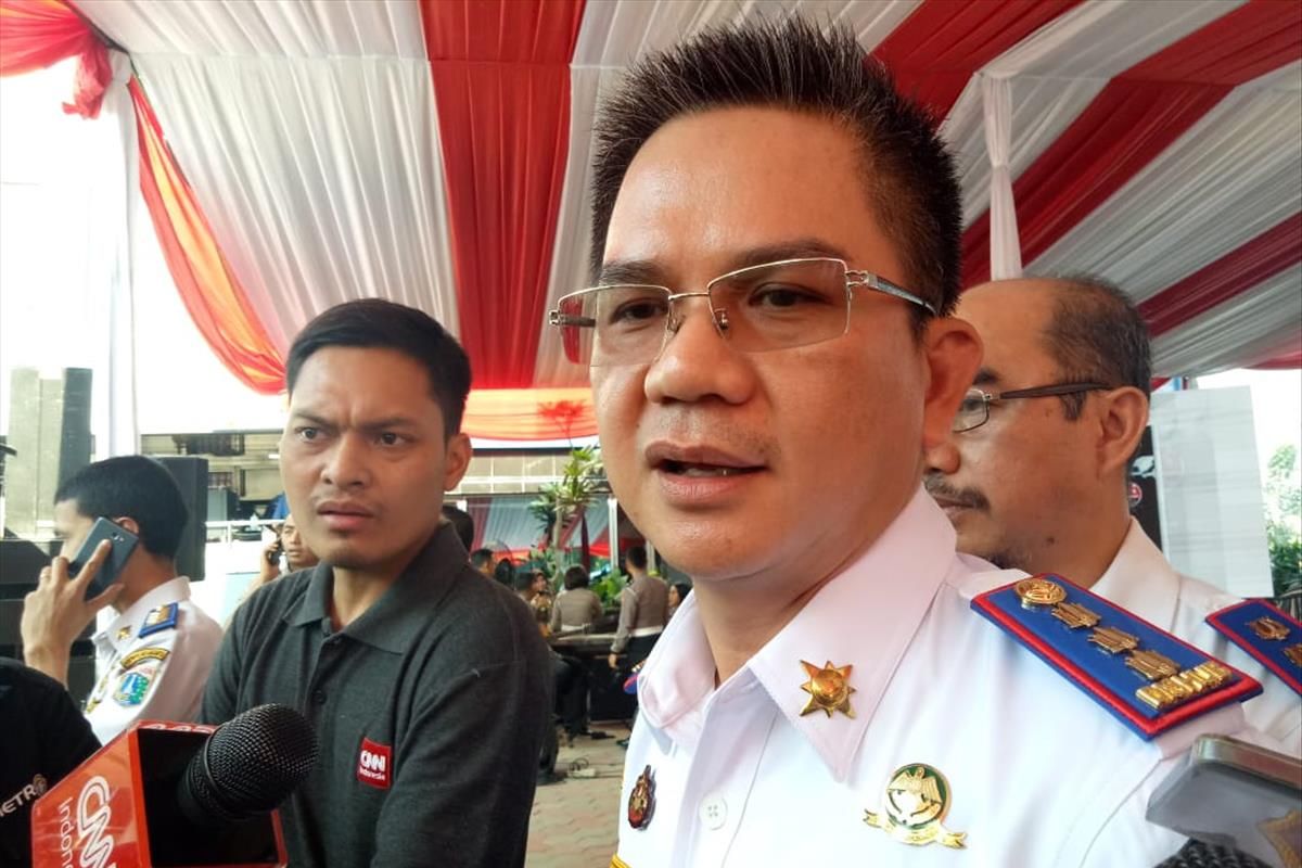 Kepala Dinas Perhubungan DKI Jakarta Syafrin Liputo di Gedung Ditlantas Polda Metro Jaya, Jakarta Selatan, Jumat (2/8/2019).