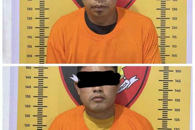 Tampang 2 pelaku penganiayaan polisi di Kecamatan Teluk Mengkudu, Sergai, Jumat (8/8/2024).