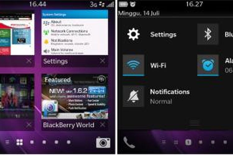 Screenshot tampilan BlackBerry Q10