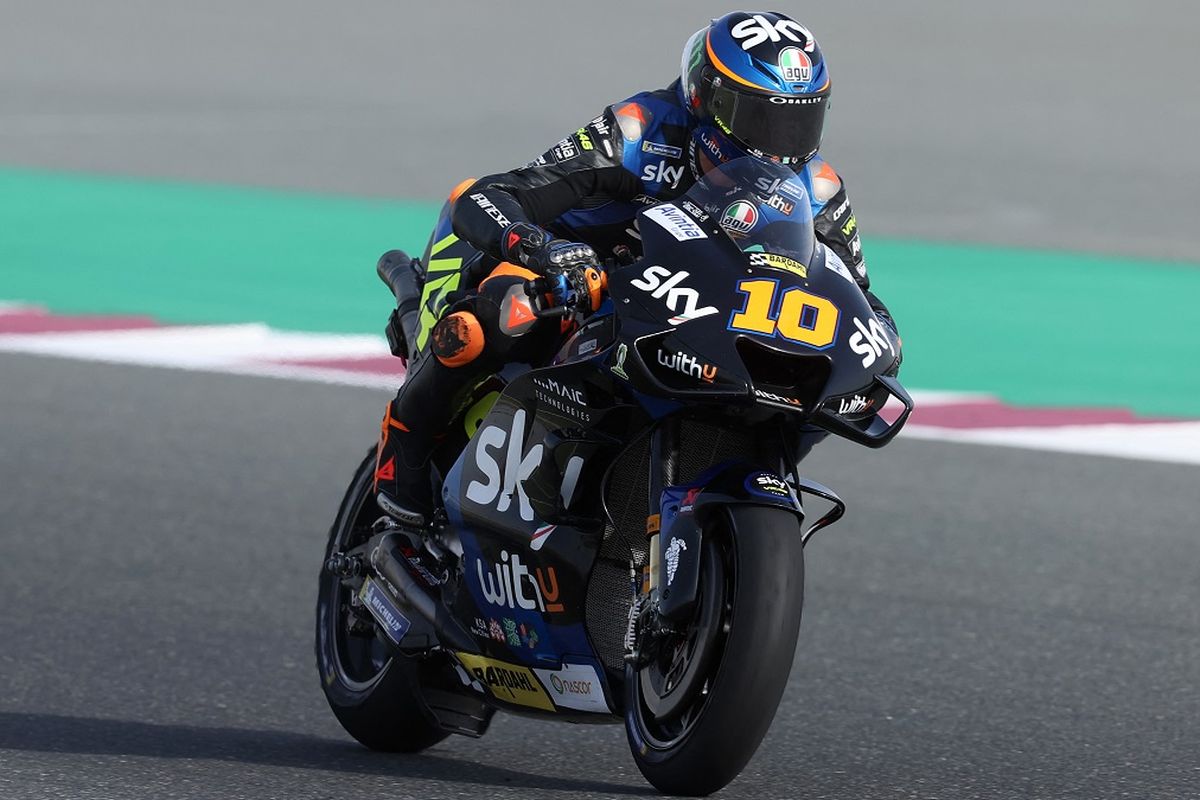 Luca Marini saat membalap pada MotoGP Doha yang berlangsung di Sirkuit Internasional Losail, Qatar, Senin (5/4/2021) dini hari WIB.