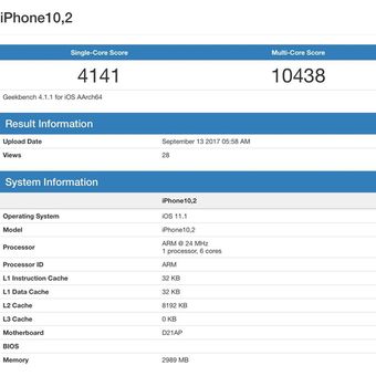 Benchmark iPhone X