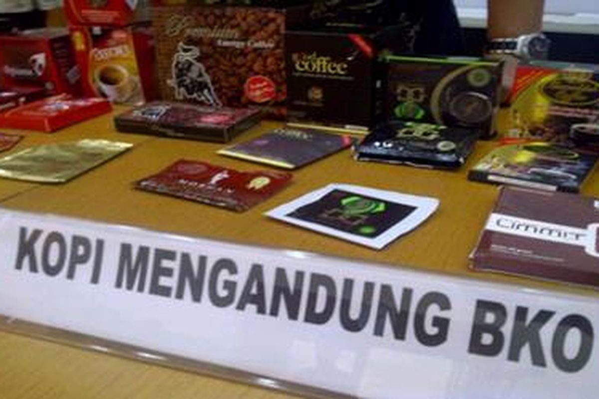 Jenis-jenis kopi berbahan kimia obat hasil temuan Badan Pengawas Obat dan Makanan yang beredar di pasaran.