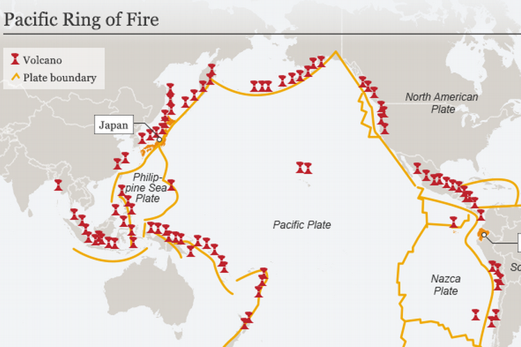 tectonic plates map ring of fire