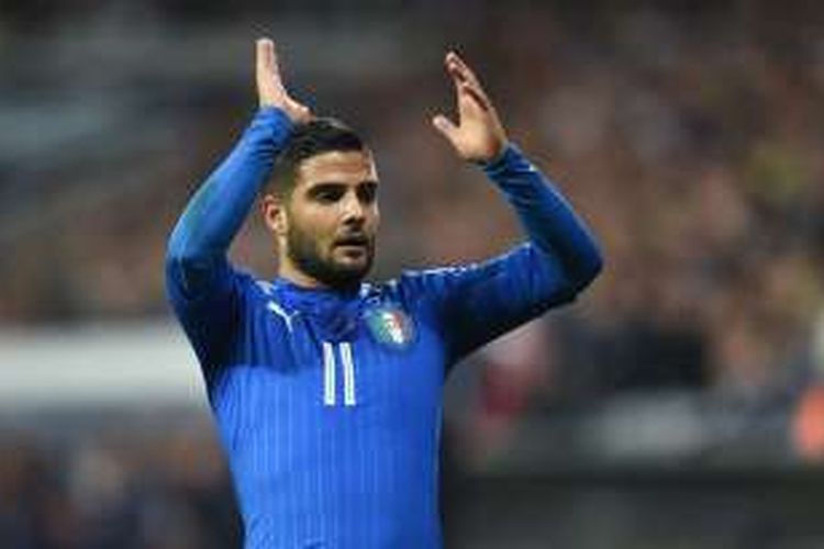 Pemain Napoli, Lorenzo Insigne, tampil memperkuat tim nasional Italia dalam sebuah laga persahabatan kontra Jerman di Munich, Jerman, pada 29 Maret 2016.